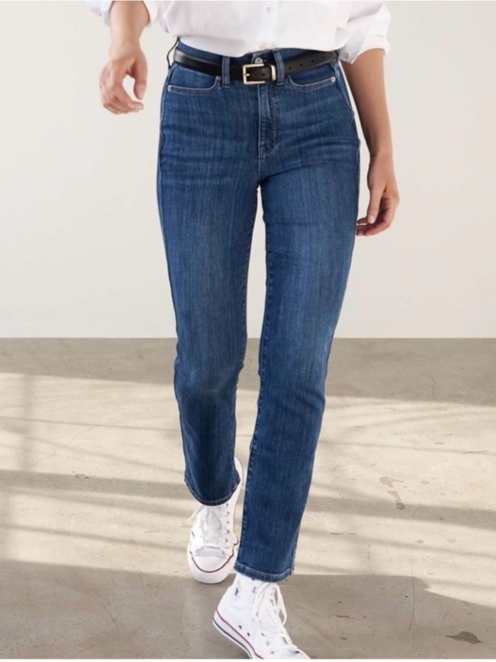 NWOT AYR The Tower Straight-Leg Jeans Mood Ring Blue Denim Women’s Size 24
